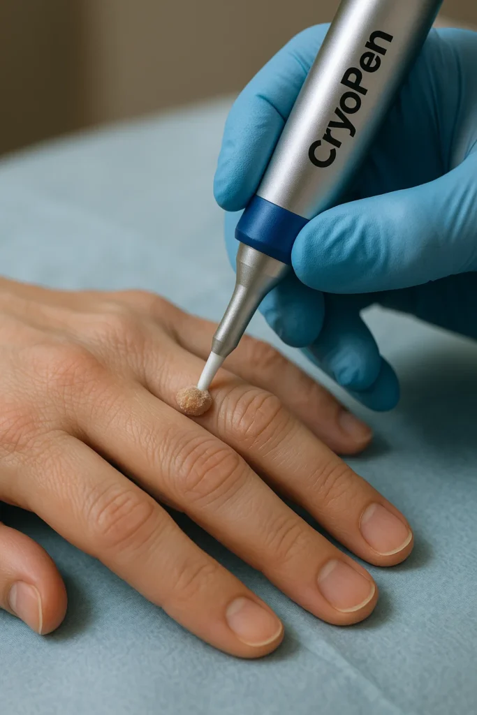 example of cryopen wart removal Crawley treatment on a persons finger