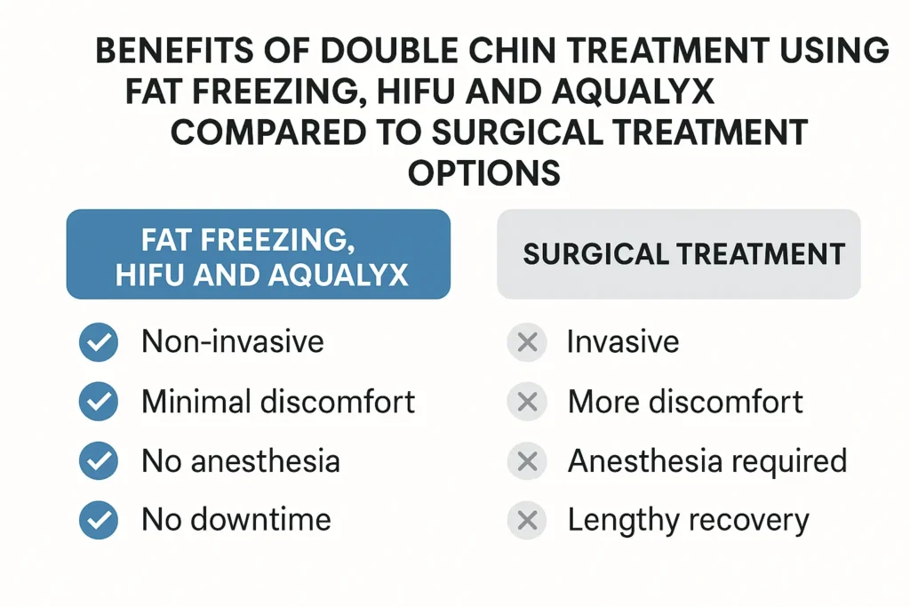 Graphic about the benefits of double chin treatment Crawley - from LA LIPO