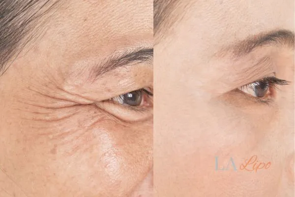 Before and after results of woman - HI-fu wrinkles reduction treatment Crawley