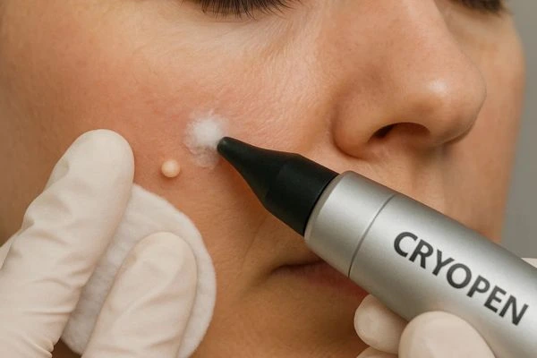 Woman receiving milia removal treatment Crawley